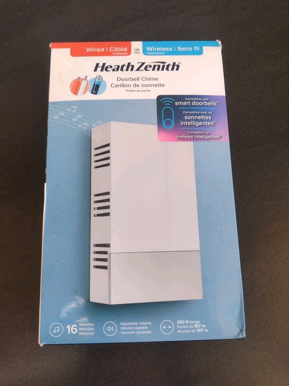 Heath Zenith Doorbell Chime Wired or Wireless 18000155 White smart compatible